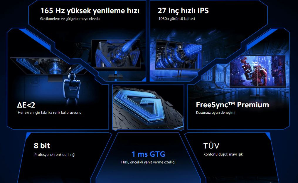 Xiaomi G27i 27″ 165Hz 1ms  Full HD Fast IPS Gaming (Oyuncu) Monitör