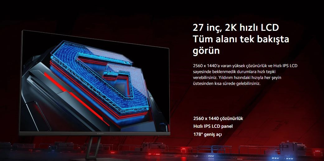 Xiaomi G27Qi P27QCA-RGGL 27″ 165Hz 1ms 2K QHD IPS Gaming (Oyuncu) Monitör