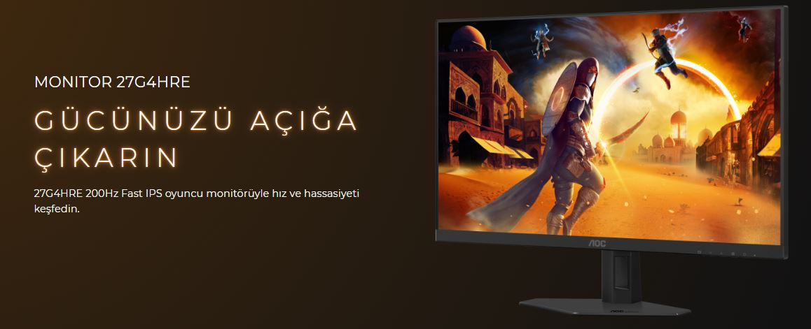 AOC 27G4HRE 27″ 200Hz 0.5Ms Fast IPS Gaming Monitör