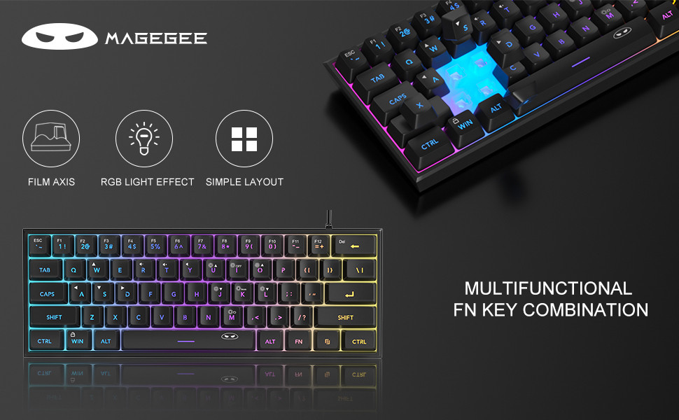 MageGee TS91 61 Tuş RGB Kablolu Siyah Membran Türkçe Q Gaming Klavye