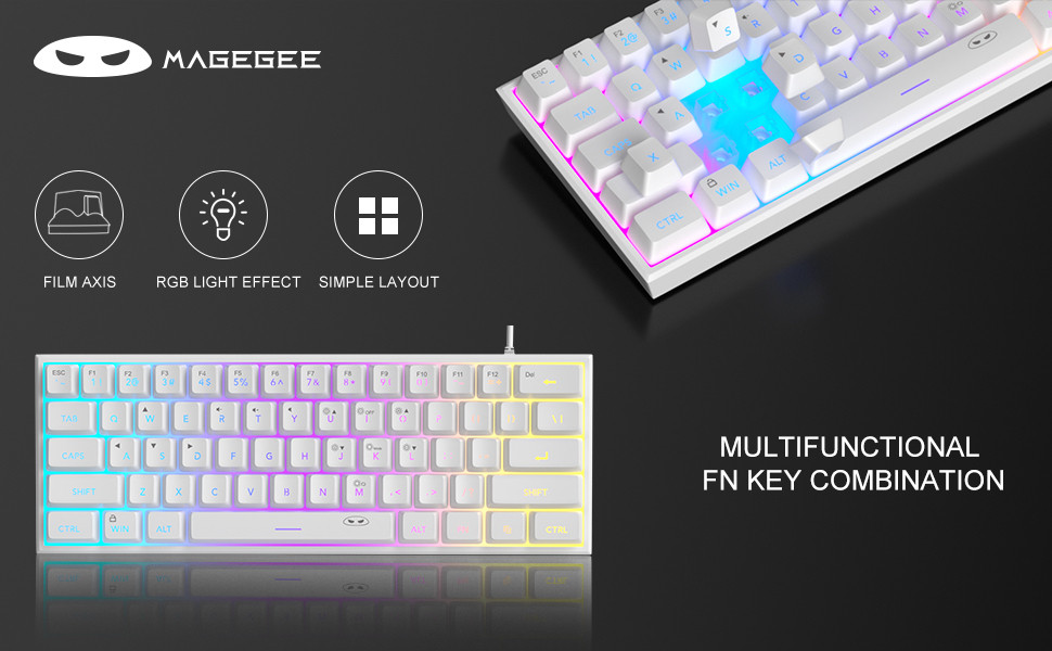 MageGee TS91 61 Tuş RGB Kablolu Beyaz Membran Gaming Klavye