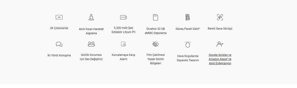EZVIZ HP3-PRO Güneş Panelli Pille Çalışan 2K Görüntülü Kapı Zili