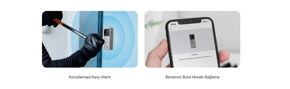 EZVIZ HP3-PRO Güneş Panelli Pille Çalışan 2K Görüntülü Kapı Zili