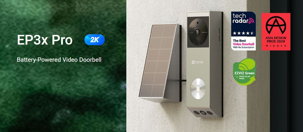 EZVIZ CS-EP3X (3MP+2MP) Güneş Panelli 2K Görüntülü Kapı Zili