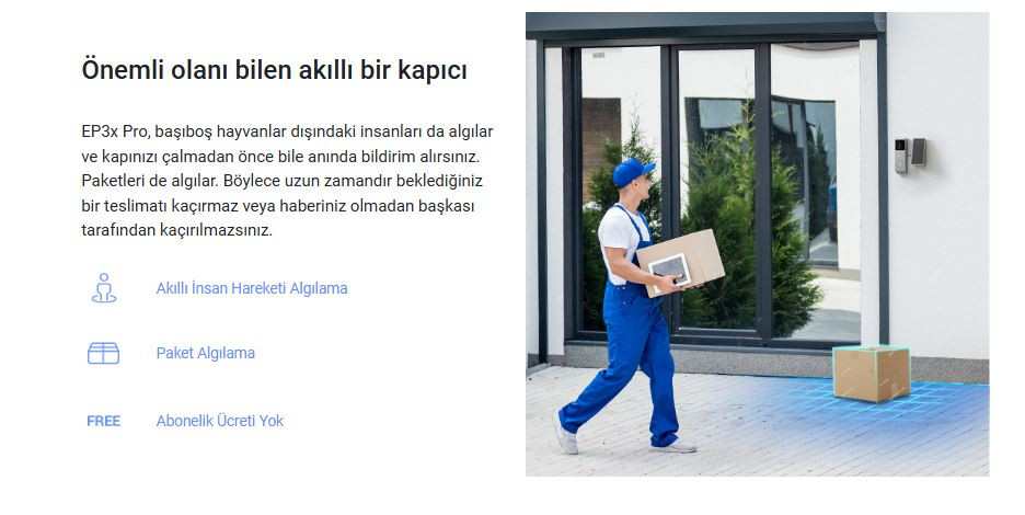 EZVIZ CS-EP3X (3MP+2MP) Güneş Panelli 2K Görüntülü Kapı Zili