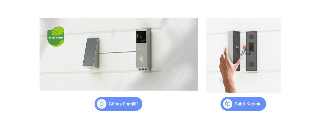 EZVIZ CS-EP3X (3MP+2MP) Güneş Panelli 2K Görüntülü Kapı Zili
