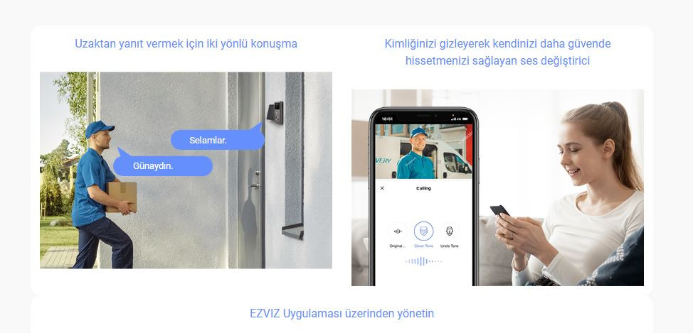 EZVIZ CS-EP3X (3MP+2MP) Güneş Panelli 2K Görüntülü Kapı Zili
