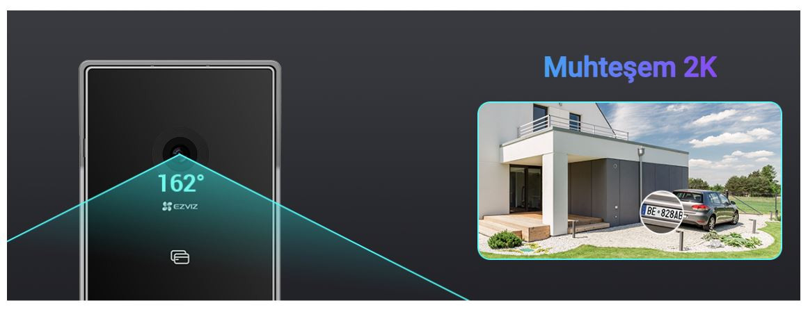 EZVIZ  CS-EP7 Güneş Panelli (3MP)  2K Görüntülü Akıllı Kapı Zili Takımı