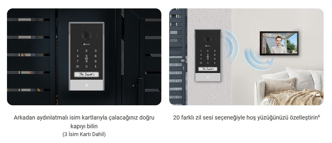EZVIZ  CS-EP7 Güneş Panelli (3MP)  2K Görüntülü Akıllı Kapı Zili Takımı