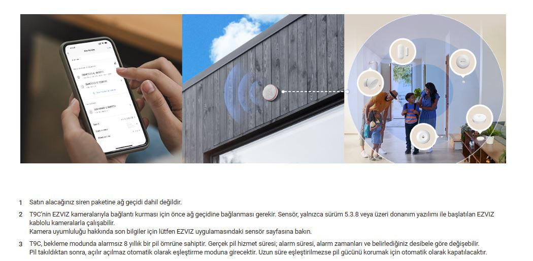 EZVIZ CS-T9C-A0-BG Akıllı Alarm Siren