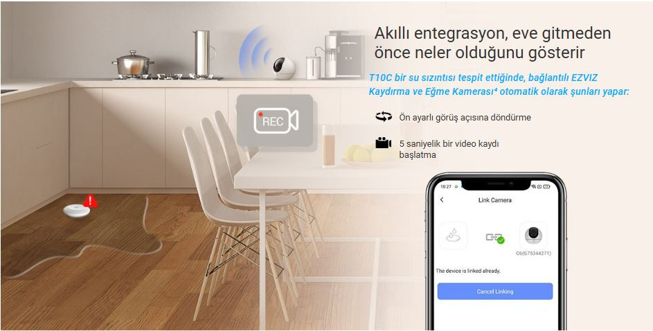 EZVIZ CS-T10C Akıllı Su Sızıntı Sensörü