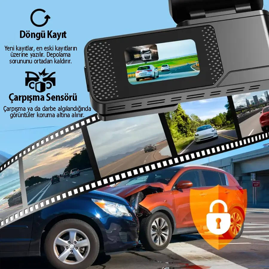 Rexing C2 2K+1080P Wifi Araç Kamerası + 32GB Sd Kart