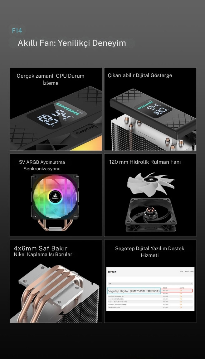 SEGOTEP FI4 120mm RGB LGA1700 / AM5 Uyumlu Hava Soğutucu