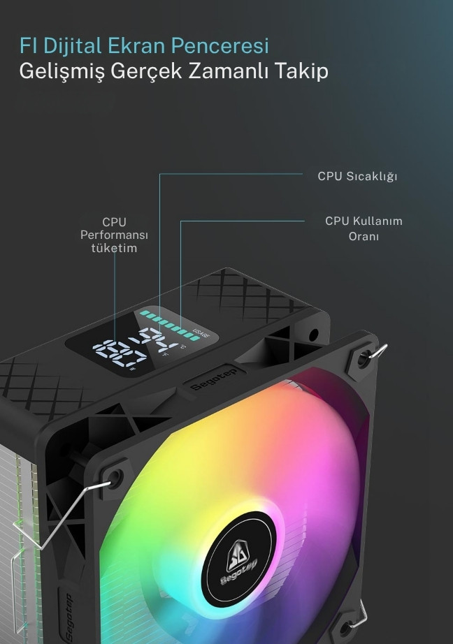 SEGOTEP FI4 120mm RGB LGA1700 / AM5 Uyumlu Hava Soğutucu