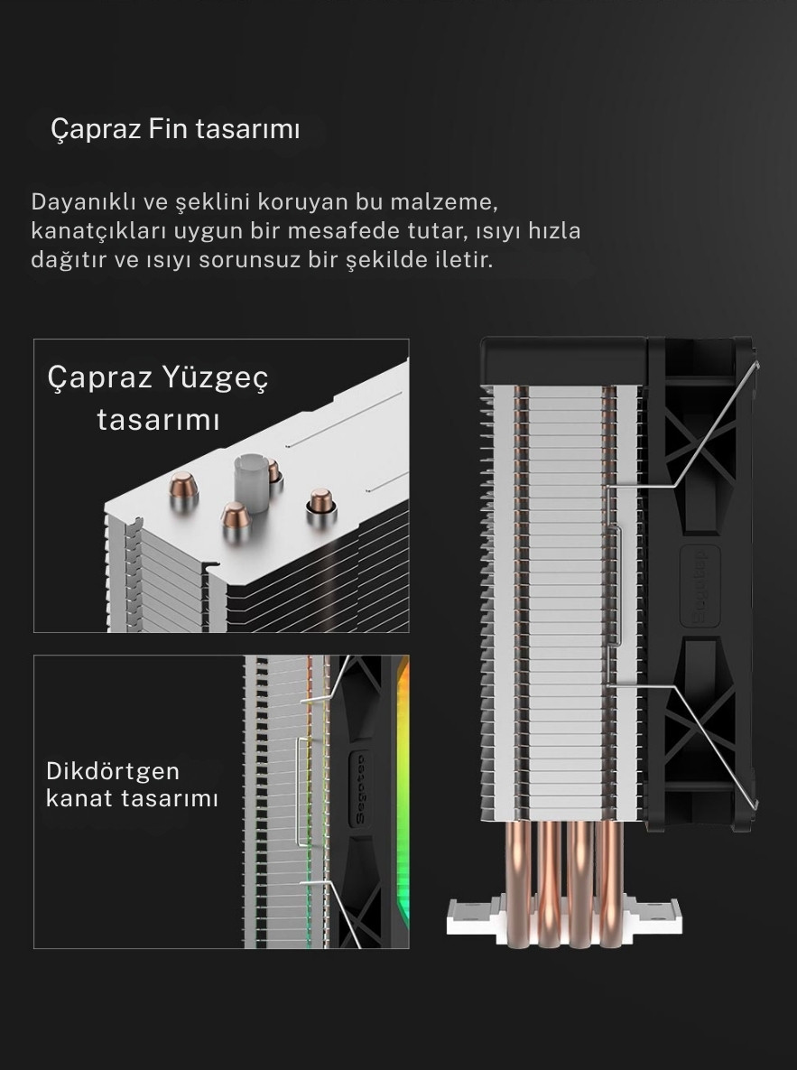 SEGOTEP FI4 120mm RGB LGA1700 / AM5 Uyumlu Hava Soğutucu