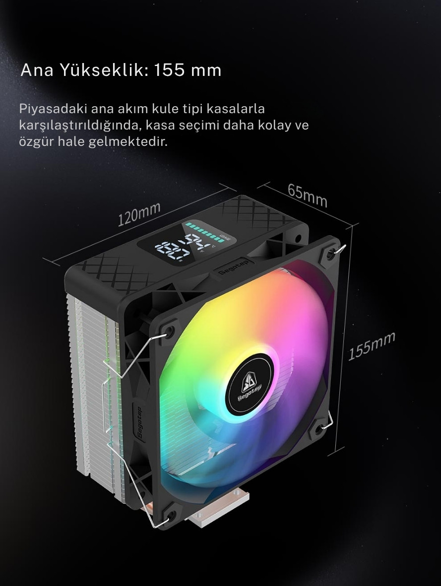 SEGOTEP FI4 120mm RGB LGA1700 / AM5 Uyumlu Hava Soğutucu