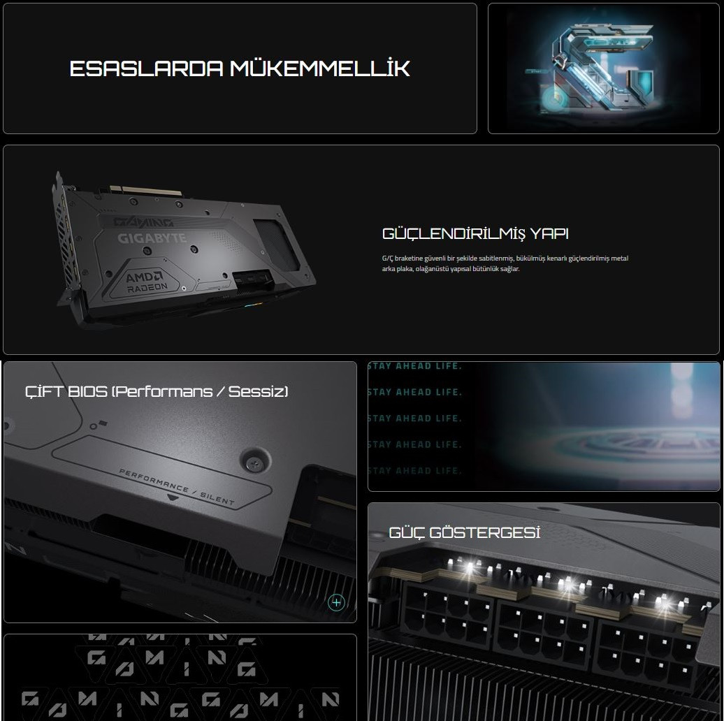 Gigabyte Radeon RX9070XT GAMING OC GV-R9070XTGAMING OC-16GD 16GB GDDR6 256Bit Gaming Ekran Kartı