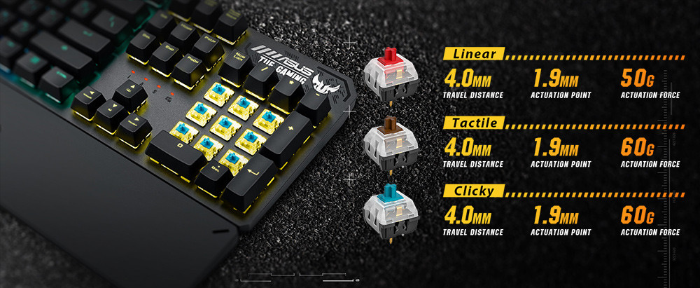 ASUS TUF Gaming K3 Red Switch Mekanik Kablolu Gaming Klavye