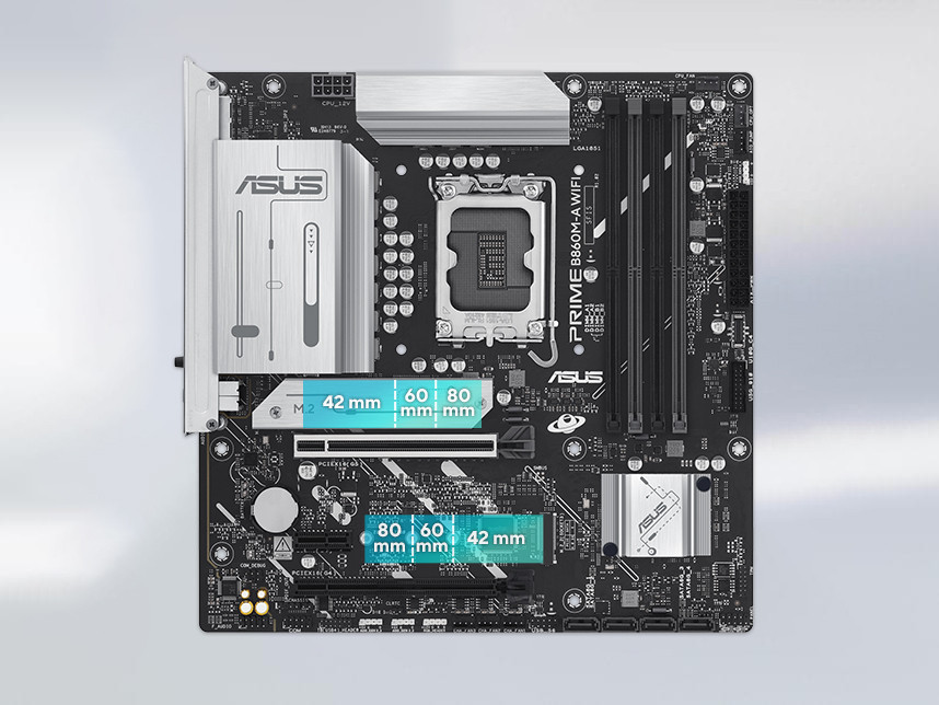 ASUS PRIME B860M-A WiFi Soket 1851 DDR5 8666MHz mATX Gaming (Oyuncu) Anakart