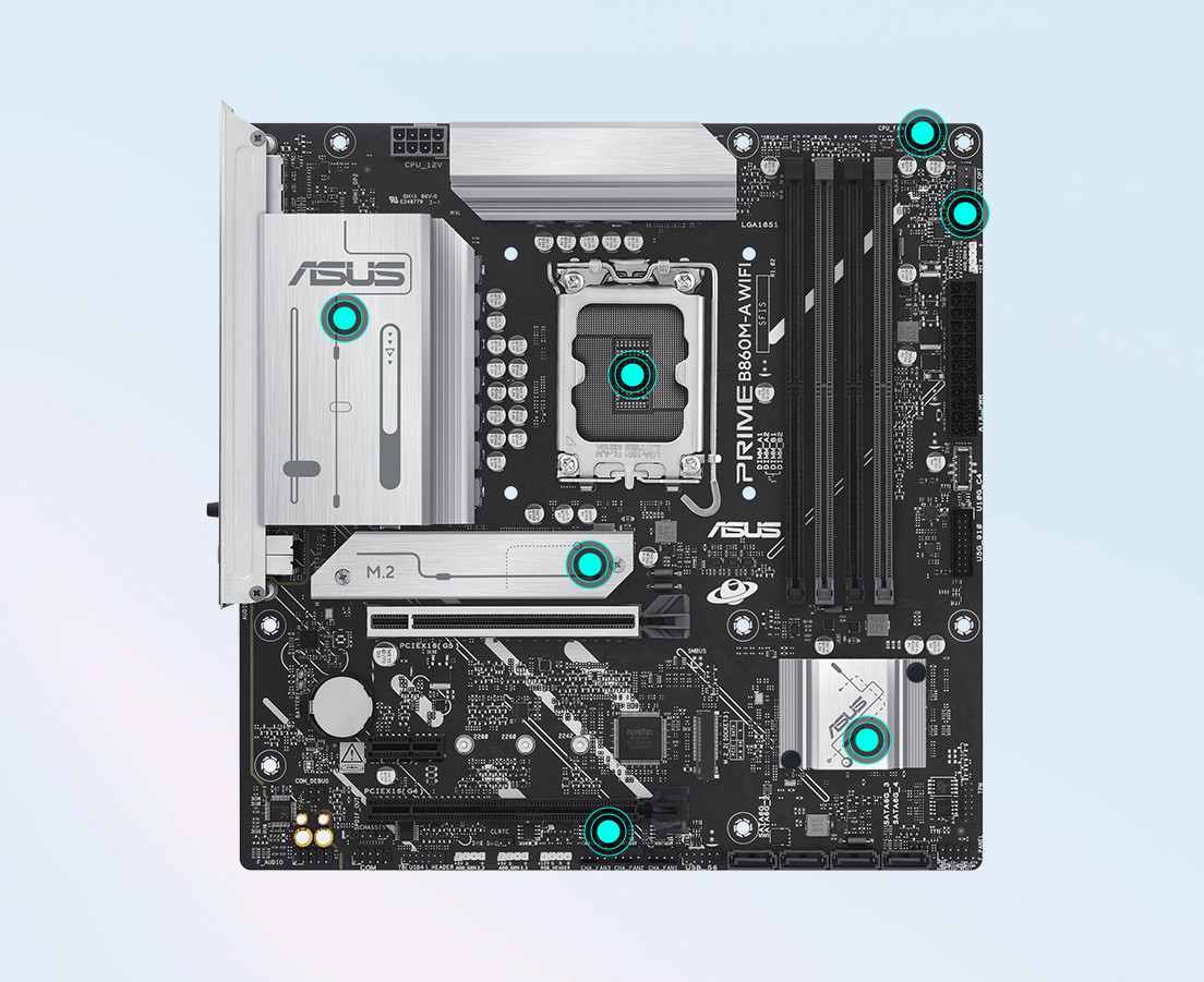 ASUS PRIME B860M-A WiFi Soket 1851 DDR5 8666MHz mATX Gaming (Oyuncu) Anakart