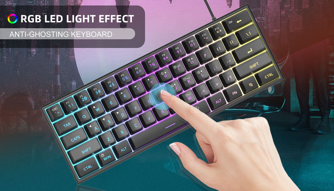 MageGee TS91 61 Tuş RGB Kablolu Siyah Membran Türkçe Q Gaming Klavye