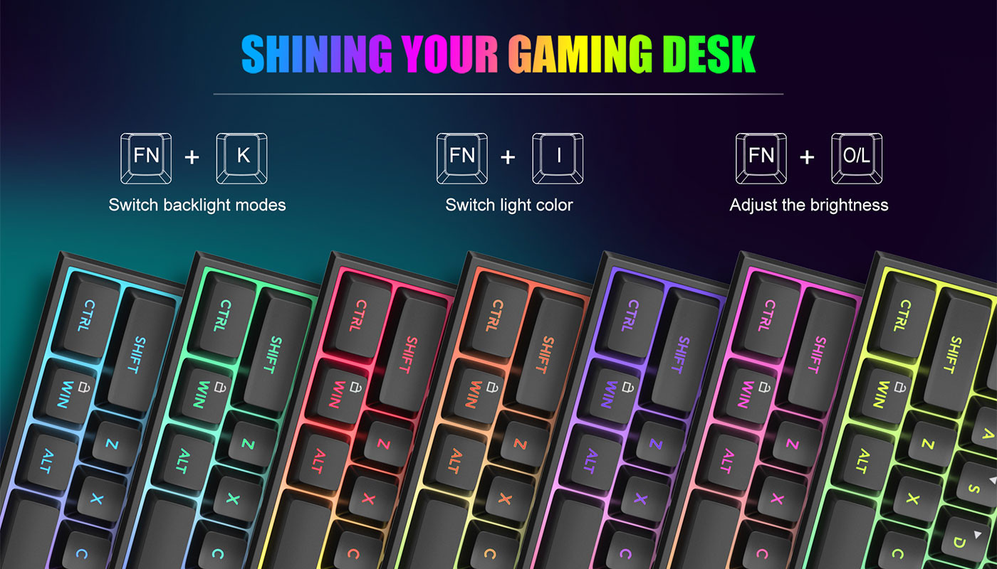 MageGee TS91 61 Tuş RGB Kablolu Siyah Membran Türkçe Q Gaming Klavye