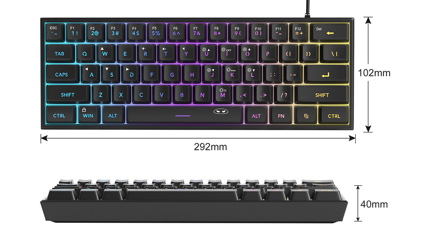 MageGee TS91 61 Tuş RGB Kablolu Siyah Membran Türkçe Q Gaming Klavye