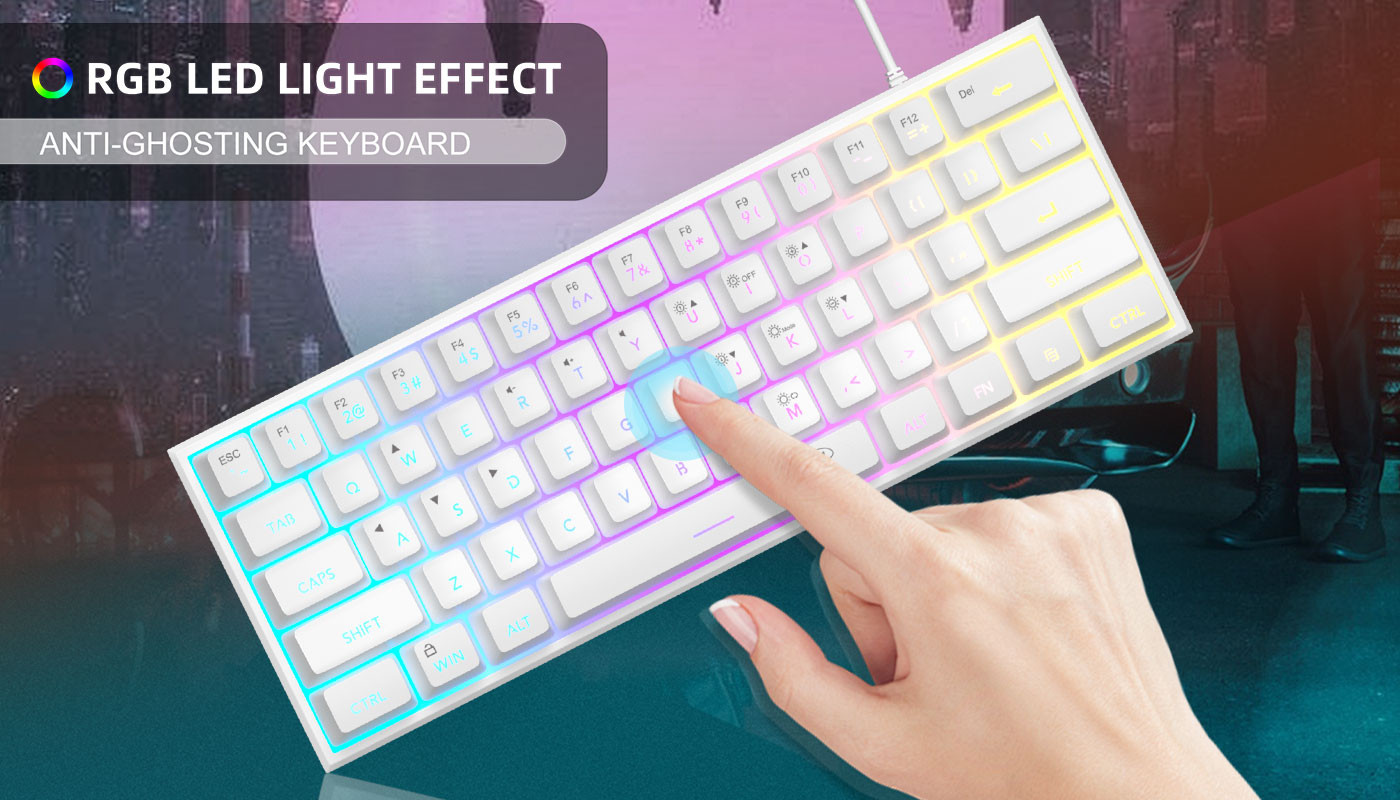 MageGee TS91 61 Tuş RGB Kablolu Beyaz Membran Gaming Klavye