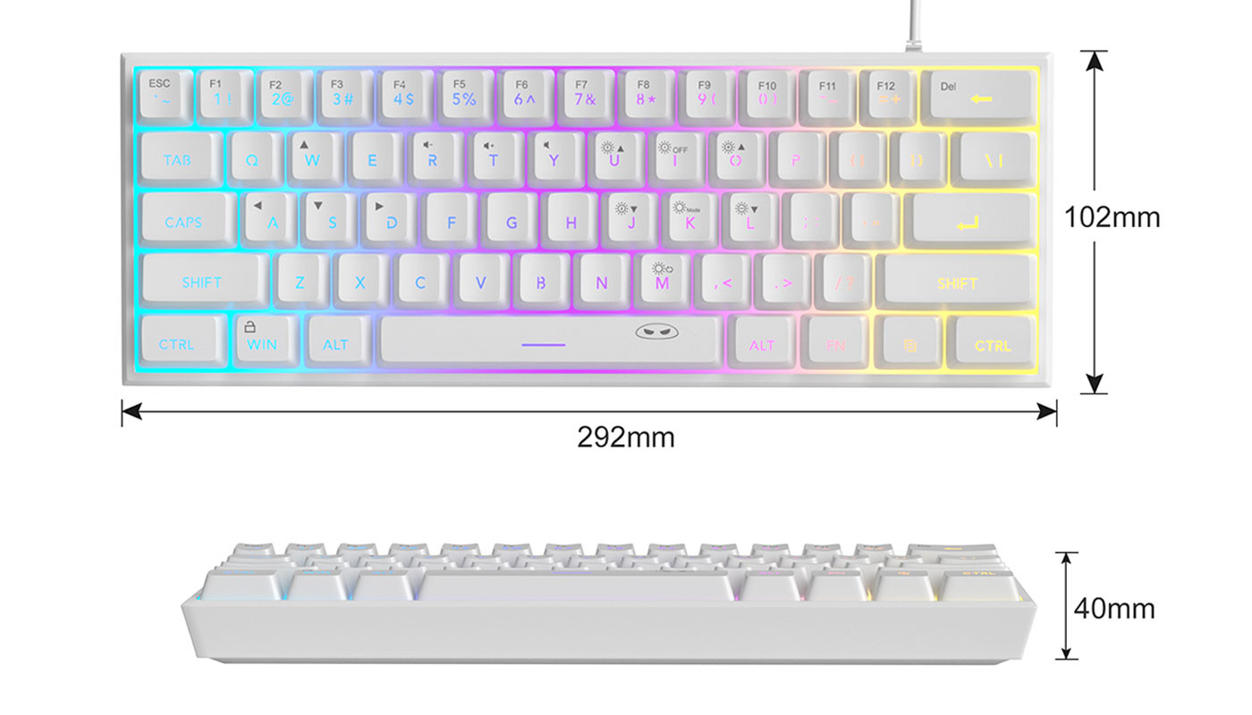 MageGee TS91 61 Tuş RGB Kablolu Beyaz Membran Gaming Klavye