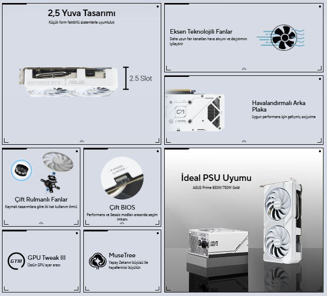 ASUS GeForce RTX 5060 Ti 16GB OC DUAL-RTX5060TI-O16G-WHITE GDDR7 128Bit Gaming (Oyuncu) Ekran Kartı