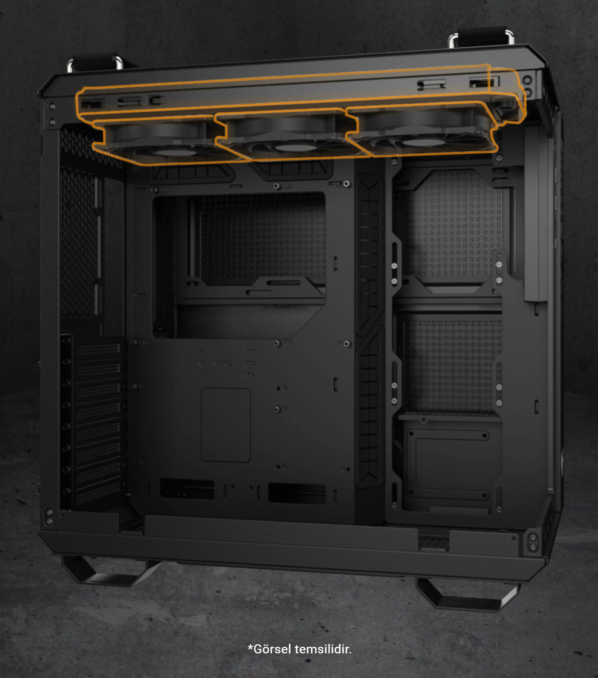 ASUS TUF Gaming GT502 Horizon Temperli Cam USB Type-C Beyaz ATX Mid-Tower Gaming Kasa