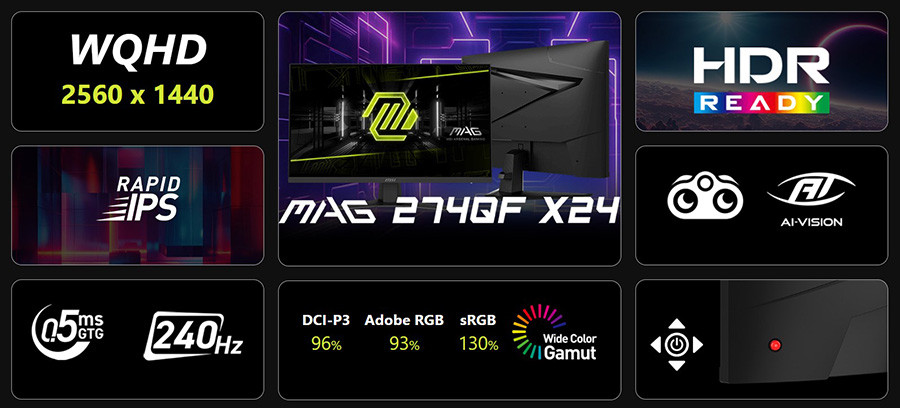 MSI MAG 274QF X24  27″ 240Hz 0.5MS Freesync  WQHD Flat Rapid IPS Premium Gaming (Oyuncu) Monitör