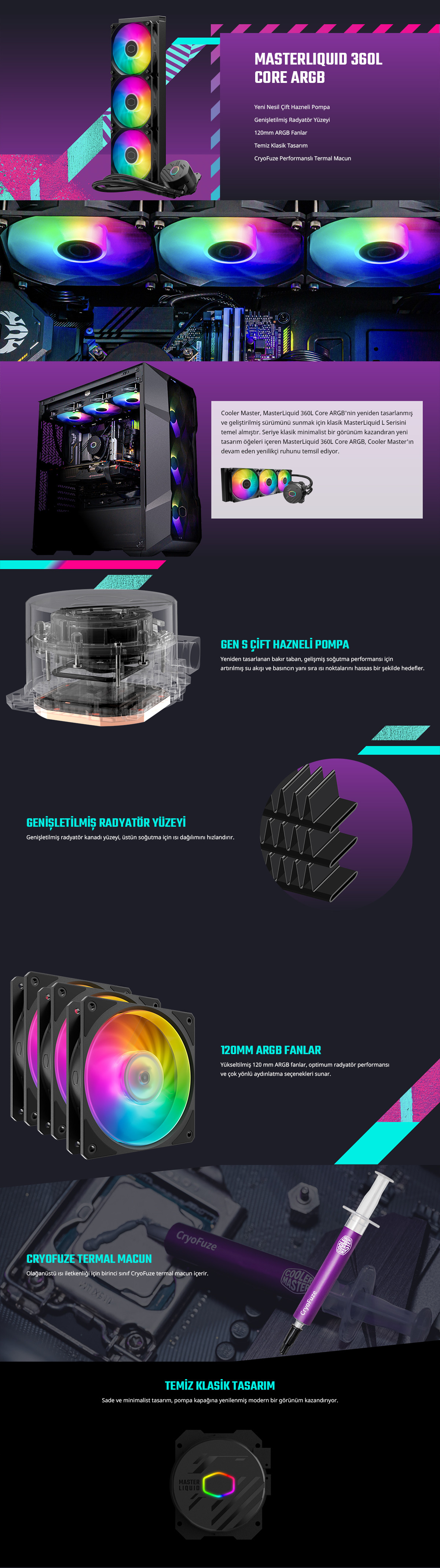 Cooler Master MasterLiquid ML360L Core ARGB 360mm İşlemci Sıvı Soğutucu