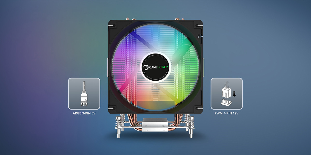 GamePower Glace TC4 ARGB Siyah 1x120mm LGA1851/AM5 İşlemci Hava Soğutucu