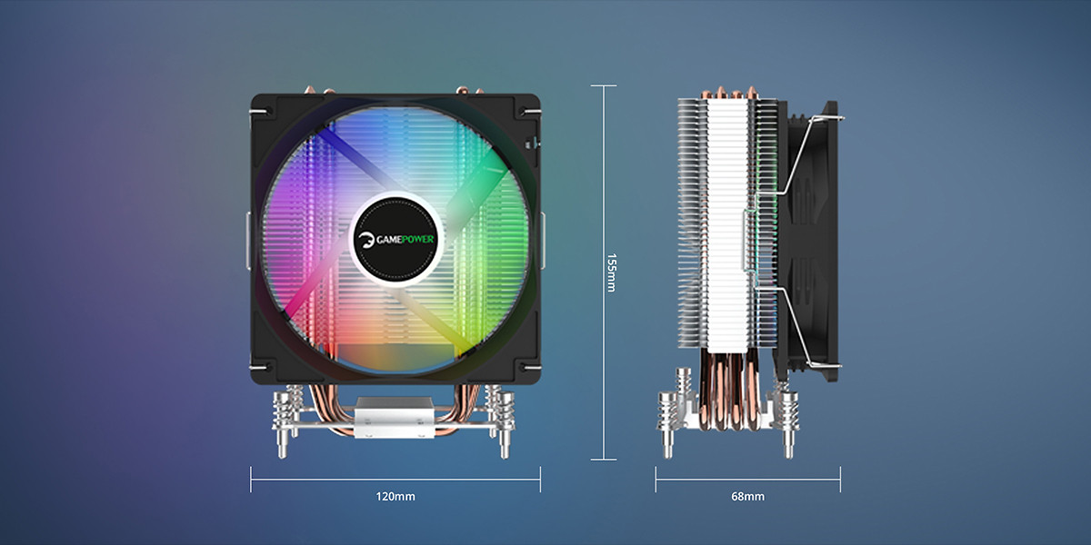 GamePower Glace TC4 ARGB Siyah 1x120mm LGA1851/AM5 İşlemci Hava Soğutucu