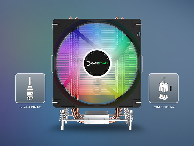 GamePower Glace TC4 ARGB Siyah 1x120mm LGA1851/AM5 İşlemci Hava Soğutucu