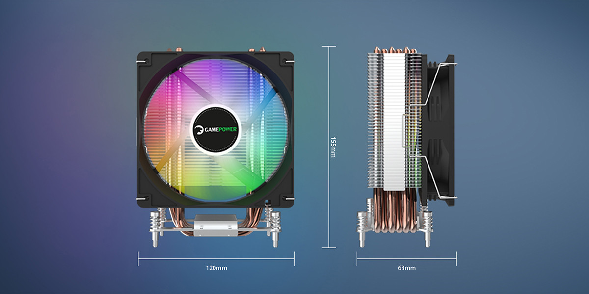 GamePower Glace TC6 ARGB Siyah 1x120mm LGA1851/AM5 İşlemci Hava Soğutucu