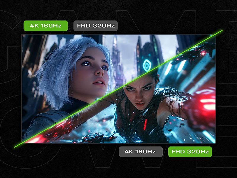 GamePower Kaze Dual 27″ 0.5Ms 4K 160Hz - FHD 320Hz Fast IPS Pivot Dual Mod Gaming Monitör (Sıfır Ölü Piksel Garantili)