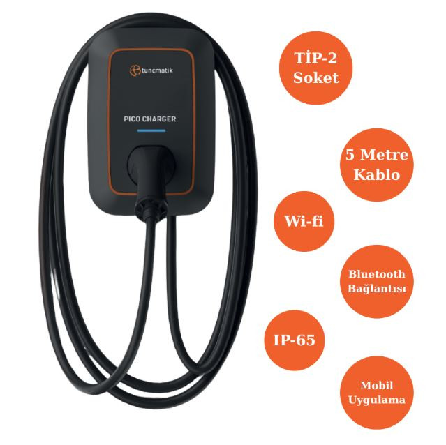 Tunçmatik Pico TSK16058 7kW Kablolu Elektrikli Araç Şarj İstasyonu