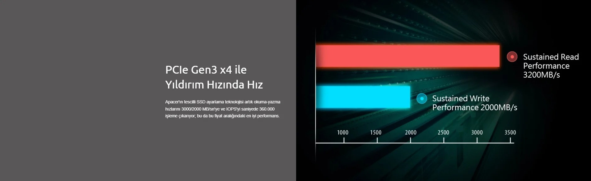Apacer AS2280P4 1TB 3000/2000MB/s NVMe PCIe Gen3x4 M.2 SSD Disk