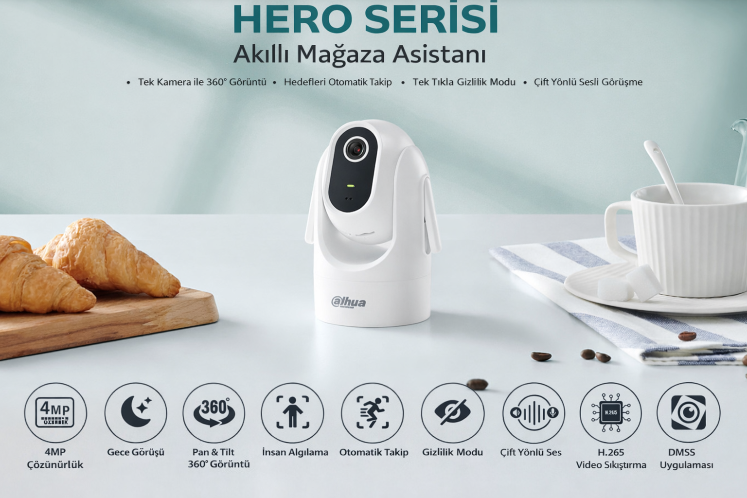 Dahua H4C 4MP İç Mekan Sabit Odaklı Wi-Fi Pan & Tilt Ağ Kamerası