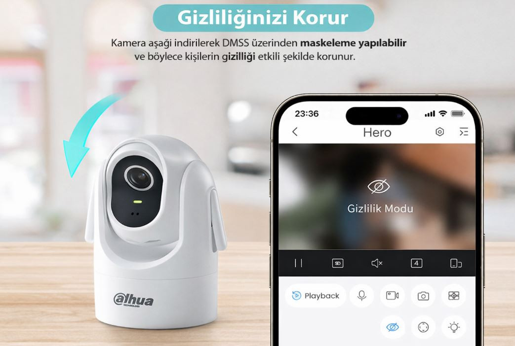 Dahua H4C 4MP İç Mekan Sabit Odaklı Wi-Fi Pan & Tilt Ağ Kamerası