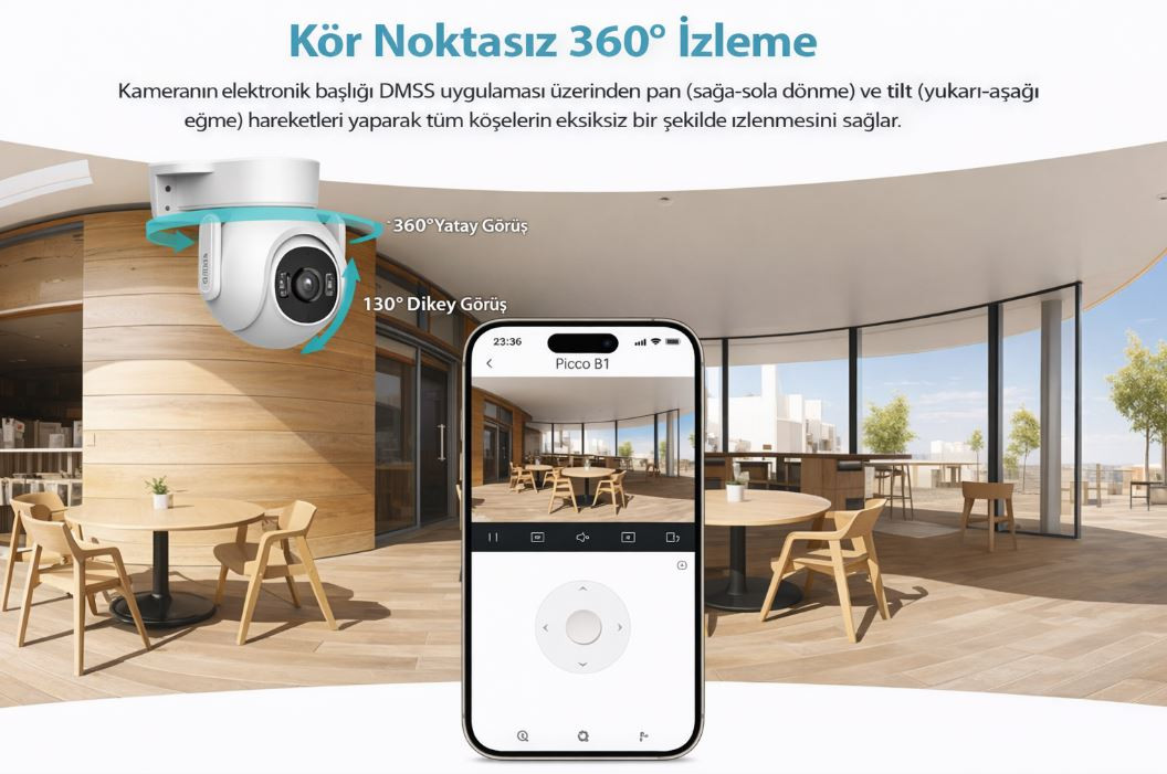 Dahua P3B-PV 3MP Dış Mekan Sabit Odaklı Wi-Fi Pan & Tilt Ağ Kamerası