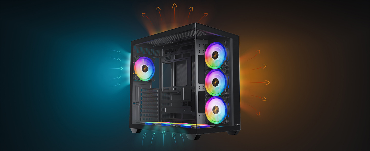 James Donkey Stark S801 7xARGB Temperli Cam 650W 80+ Bronze ATX Siyah Gaming (Oyuncu) Kasa