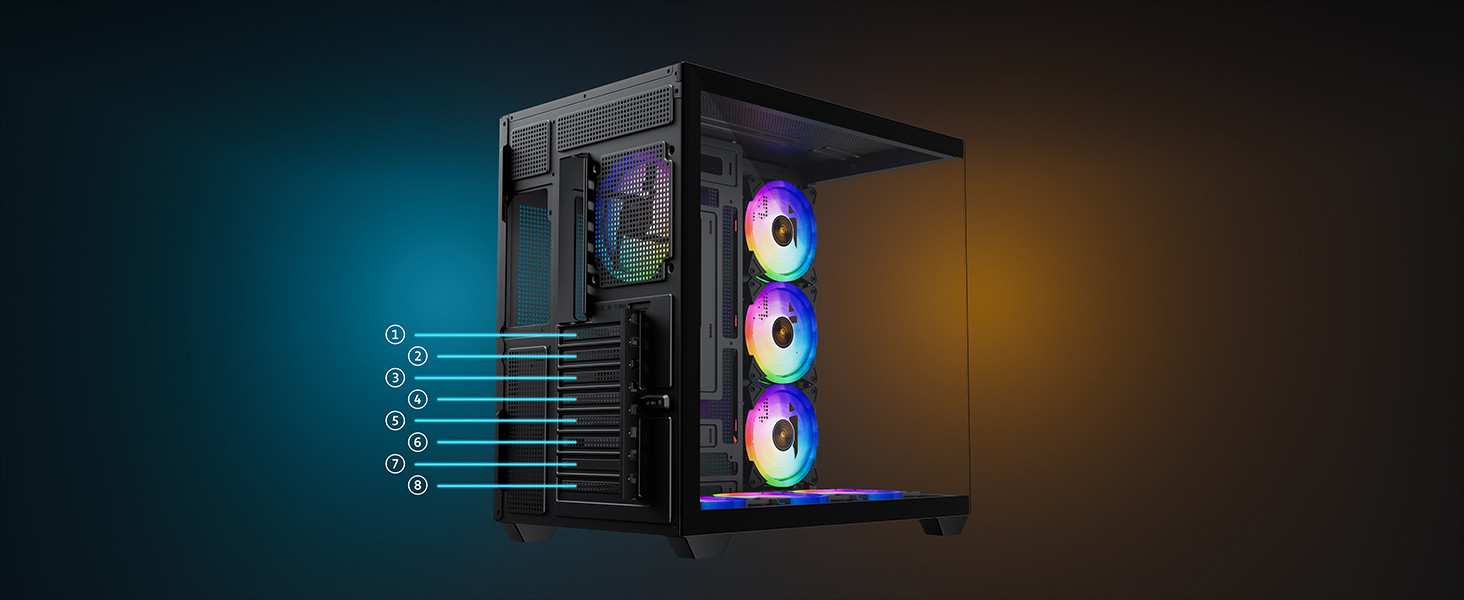 James Donkey Stark S801 7xARGB Temperli Cam 650W 80+ Bronze ATX Siyah Gaming (Oyuncu) Kasa