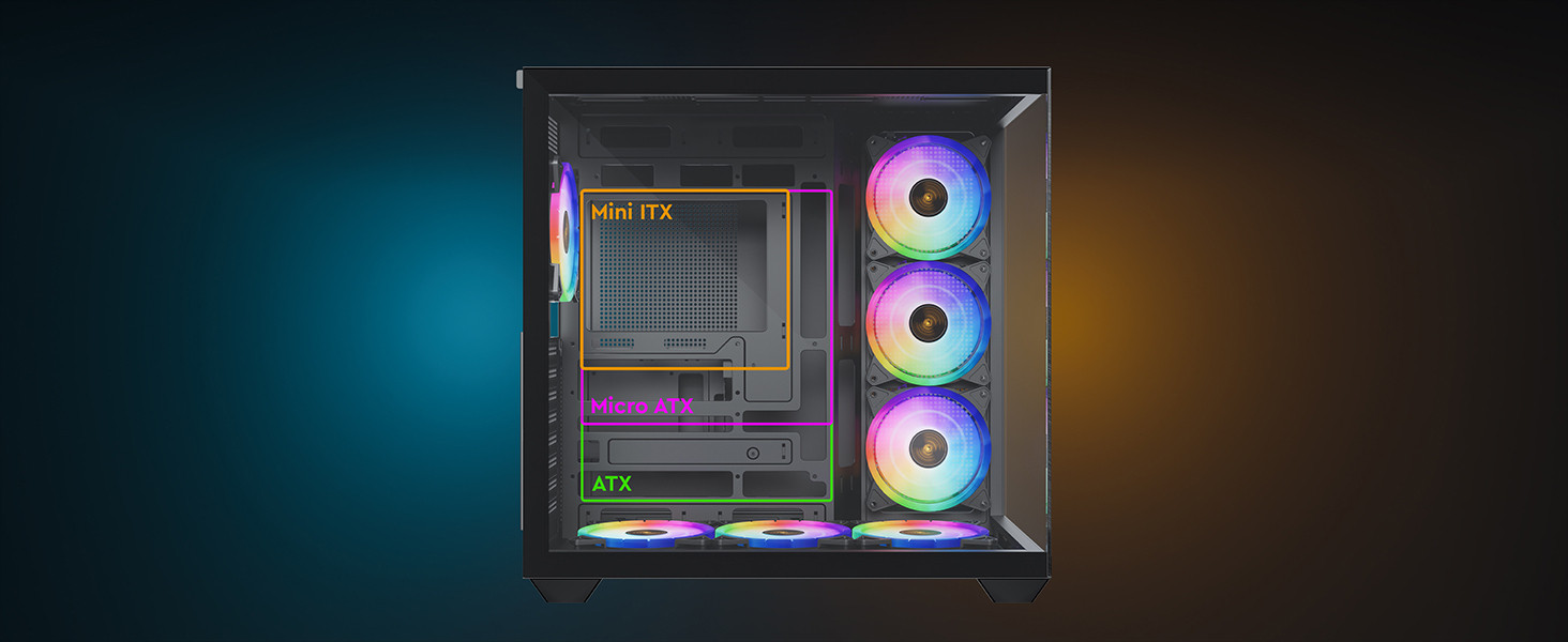 James Donkey Stark S801 7xARGB Temperli Cam 650W 80+ Bronze ATX Siyah Gaming (Oyuncu) Kasa