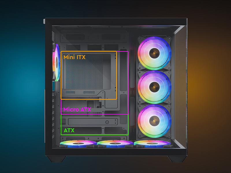 James Donkey Stark S801 7xARGB Temperli Cam 650W 80+ Bronze ATX Siyah Gaming (Oyuncu) Kasa