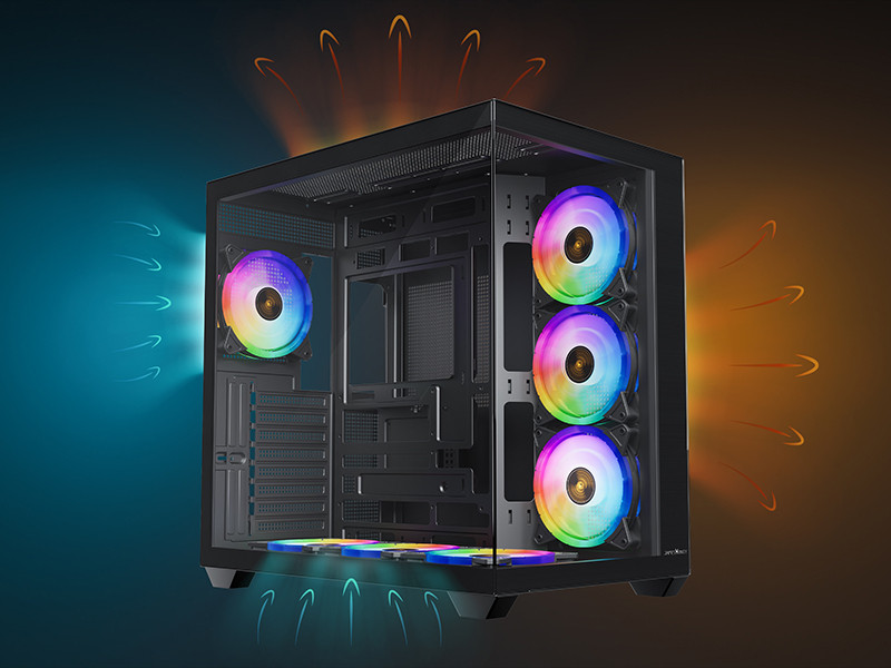 James Donkey Stark S801 7xARGB Temperli Cam 650W 80+ Bronze ATX Siyah Gaming (Oyuncu) Kasa