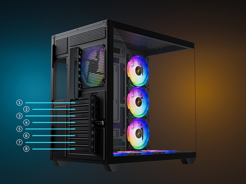 James Donkey Stark S801 7xARGB Temperli Cam 650W 80+ Bronze ATX Siyah Gaming (Oyuncu) Kasa
