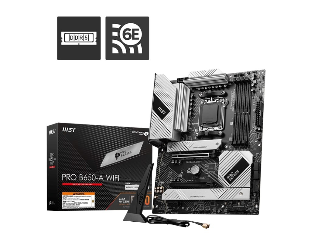 MSI PRO B650-A WIFI DDR5 AMD B650 AM5 Soket DDR5 7600+(OC)MHz ATX Oyuncu Anakart